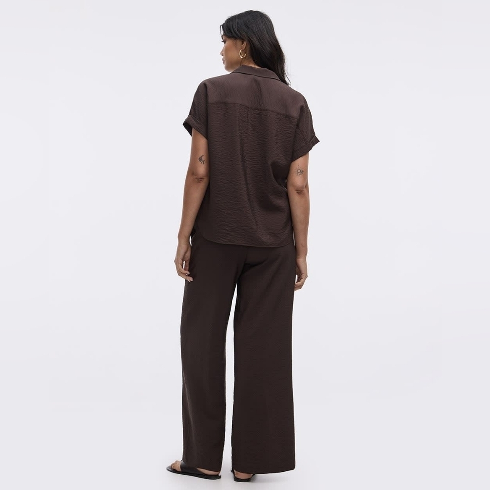 Women's Brown Notched Collar Button Down Top Size Small - Picture 3 of 12